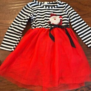 Festive Santa Striped Dress for Kids